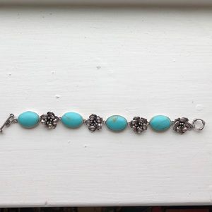 Turquoise & silver flower bracelet